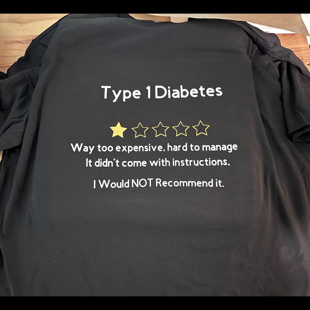 Unisex Black Type 1 Diabetes Review T Shirt